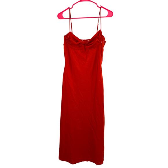 Astr Dresses & Skirts - ASTR The Label Mariela Dress Size Medium Slip Midi NEW Red Orange Satin NWOT